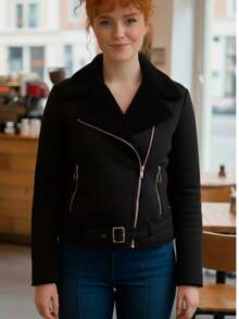 Chamarra Cruzada Gabardina - Negro - Ver 5