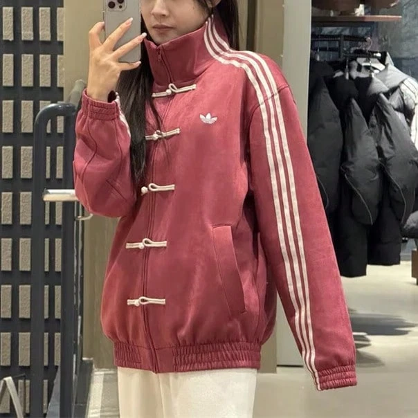 Adidas Originals Unisex Jacket 2026 New Year Collection, New Chinese Style Sporty Casual Loose Jacket KR0294 - Red - View 1