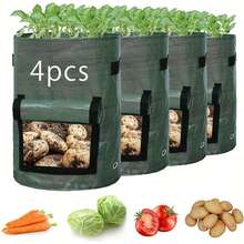 4pcs Potato Planting Bags With Flip Cover Handles, Suitable For Growing Onions, Fruits, Tomatoes, Carrots And Other Vegetables, Also Can Be Used As Leaf Collection Bags And Organic Fertilizer Bags - Green - View 8