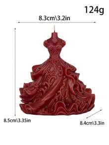 3 Styles Burgundy Evening Gown Shaped Candles, Handmade Soy Wax, Romantic Wedding Decor, Valentine's Day Gift - 1PC - View 9