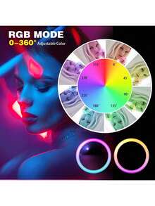 UEGOGO Đèn vòng LED RGB hợp kim, nhiều màu sắc, thích hợp chụp ảnh selfie/livestream. Đèn vòng LED selfie chuyên nghiệp 12 inch này đi kèm với chân đế điều chỉnh được 160cm và hai kẹp điện thoại - có 38 chế độ màu, điều chỉnh độ sáng vô cấp, nguồn sáng LED tăng tốc, lớp hoàn thiện kim loại mờ và núm xoay điều khiển. Lý tưởng cho các bữa tiệc Giáng sinh, trang trí, quà tặng ngày lễ, livestream, bộ đèn vòng LED chạy bằng USB và chân đế đèn sàn, quà tặng Ngày của Mẹ, sinh nhật. - 12INRGB--LJ160-JWJ - Xem 5