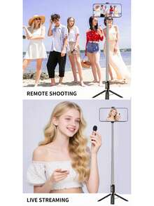 Upgraded 110cm/3.61ft Selfie Stick Tripod Wireless Extendable Monopod With Bluetooth Remote Shutter Foldable Phone Holder Universal For Compatible With IPhone, Compatible With Samsung Travel Photography - one-size - View 6