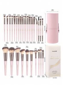 MAANGE Juego de 4 brochas profesionales para maquillaje facial con estuche de cartón: brocha triangular para corrector, brocha para base, brocha para polvos de doble punta, brocha para rubor, brocha para contorno, brocha para sombra de ojos, herramientas de maquillaje con fibra suave para facilitar su transporte, brocha para viajes, regalo para mujeres y niñas. - Rosa - Ver 6