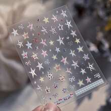 Metal Nail Art Stickers Simple Style Ice Transparent Nail Stickers Plaid Star Jewelry Stickers Nail Art Girls Nail Art Decoration Stickers - 彩色 - 查看 8