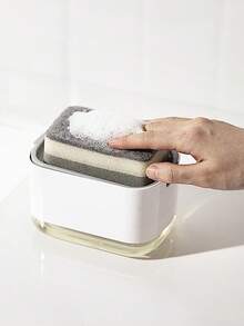 1个厨房皂液器泵，海绵架洗洁精泡沫器，创意水槽收纳架，适用于厨房和浴室清洁 - A - 查看 3