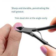 1 Set Black Stainless Steel Manicure Tool Kit, Featuring Pointed Tip Single Spring Design, Includes Cuticle Scissors, Nail Clippers, And Classic Black Handles, Suitable For Men And Women Of All Ages - Black - View 4