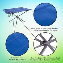 Wakeman - Mesa de Camping Plegable portátil con 2 portavasos y Bolsa de Transporte para Camping Senderismo Picnic Eventos Deportivos y la Playa Azul - Azul - Ver 5