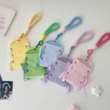 1个女孩毛绒挂绳证件卡套，DIY粉丝卡展示盒带丝带，学生卡袋 - 卡套 - 查看 2