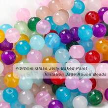 100/500颗 6/8毫米 彩色仿玉玻璃珠 - 混色圆形闪亮隔珠，释放您的DIY珠宝制作才能 - 隨機混色MX - 查看 1