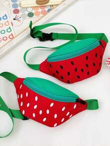1个男女通用西瓜图案尼龙拉链可爱胸包/腰包/斜挎包，适合日常四季使用 - A - 查看 3