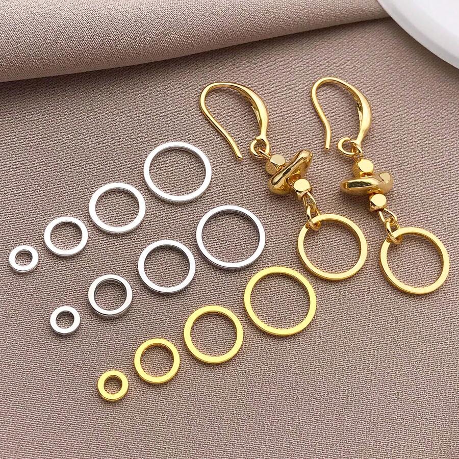 20个4/6/8/10毫米简约现代18K镀金铜、厚银和铂金光滑闭合开口圈，DIY手链、项链、耳环配件，适用于婚礼、派对和日常佩戴