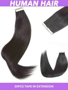 20英寸20片装女士胶带式接发片 - 真人发丝，金色，每片50克/1.76盎司，隐形自然，柔顺直发，发尾浓密，真人发丝易于佩戴和造型（#1B #2 #4 #613）16 18 20英寸 - 彩色 - 查看 7