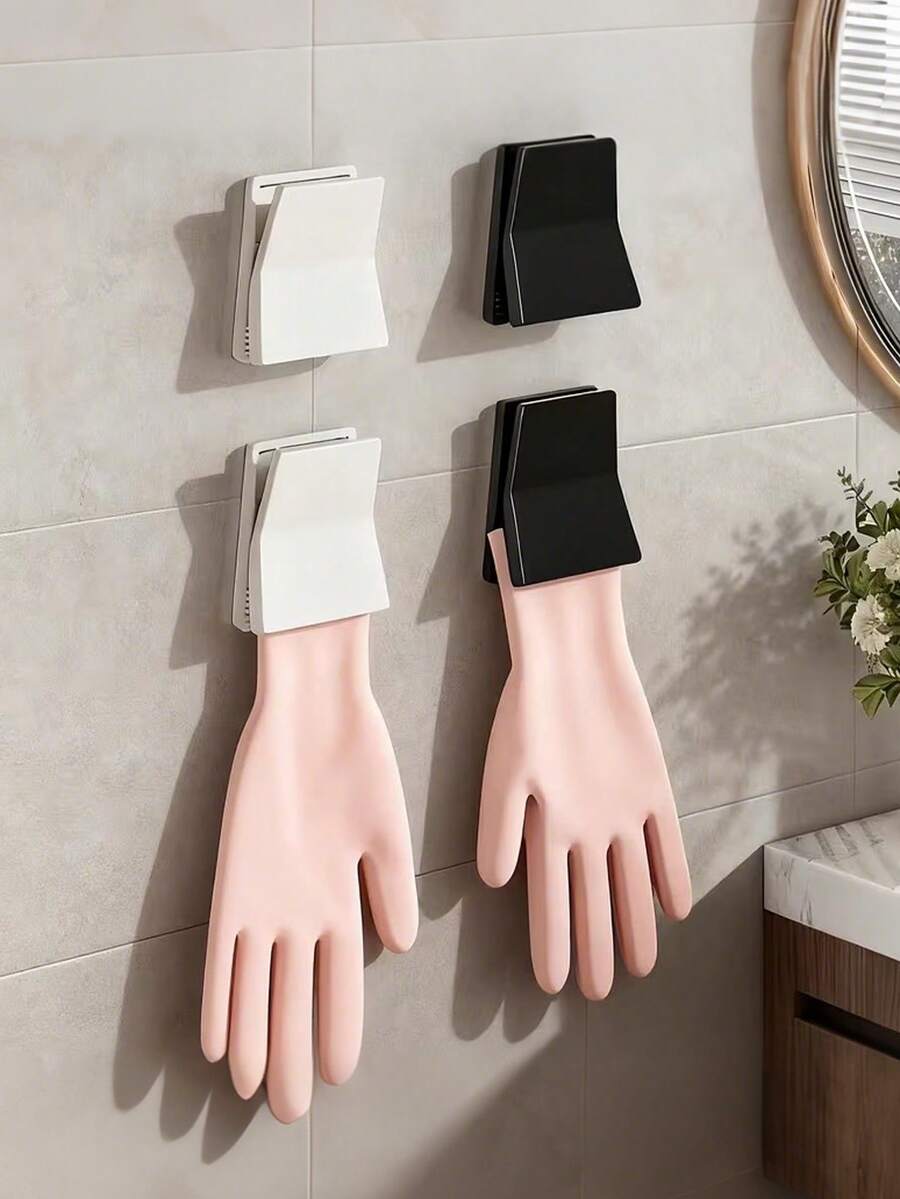 Rubber Glove Storage Hooks, Kitchen Glove Hanging Rack, Dishwashing Glove Holder With Cloth Clips - Multicolor - View 1