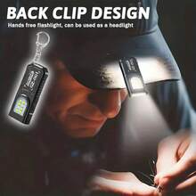 1pc Portable USB Rechargeable Hands-Free Flashlight | Mini Keychain Light With Bottom Magnet, Pen Clip Design, 5 Lighting Modes, Multifunctional Emergency Lamp, Hanging Hook Tent Light, Suitable For Travel, Camping, Fishing - Mini Keychain Light - View 7