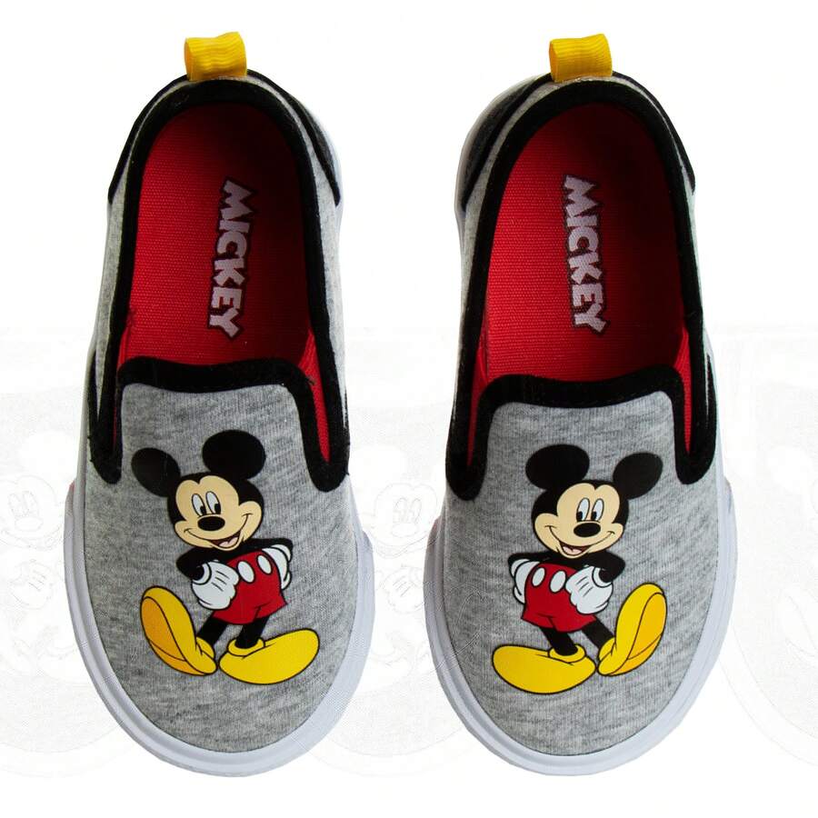 Disney Mickey Mouse Slip On Canvas Sneakers Toddler Boys' Casual Wear Play Ready Comfort Fit (Toddler Sizes 5-10/ Little Kids Sizes 11-12) - 紅色 - 查看 1
