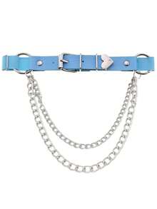 1件装女士黑色/红色/白色金属链条心形腿套，时尚哥特朋克风大腿束缚带，适合日常使用 - A - 查看 23