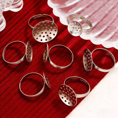 10 Piece Stainless Steel Adjustable Blank Ring Base Fits 12mm-20mm Cabochon Setting Tray DIY Jewelry Accessories Rings