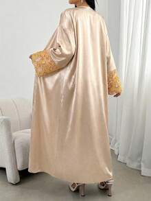 女士花卉提花落肩优雅长袍 - 彩色 - 查看 2