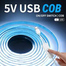 LQHZMYY 5V USB COB 高亮度 LED 燈條 1-5M 自黏式 按鈕控制 電視背光 臥室居家 婚禮聖誕萬聖節派對 室內裝飾夜燈 - 彩色 - 查看 12