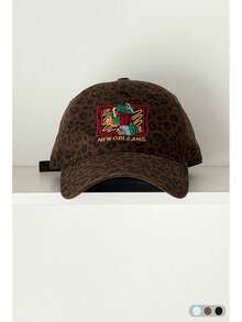 Y2K卡通鳄鱼刺绣软顶棒球帽，宽帽檐修饰脸型，时尚男女通用复古豹纹帽 - 多色 - 查看 14