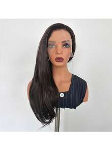 Chocolate Brown 13X4 Transparent Lace Front Wig For Women Natural Wave Synthetic Heat-Resistant Wig - Multicolor - View 4