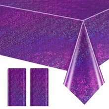 1pc/3pcs Purple Star Disposable Tablecloth, Rectangular Lavender Plastic Disposable Party Tablecloth, Suitable For Birthday Party, Baby Shower, Picnic, Valentine's Day, 137*274cm - Multicolor - View 5