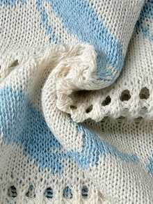 Women's Knitted Crochet Whale Pattern Casual Tote Bag, Mesh Beach Handbag - A - View 8