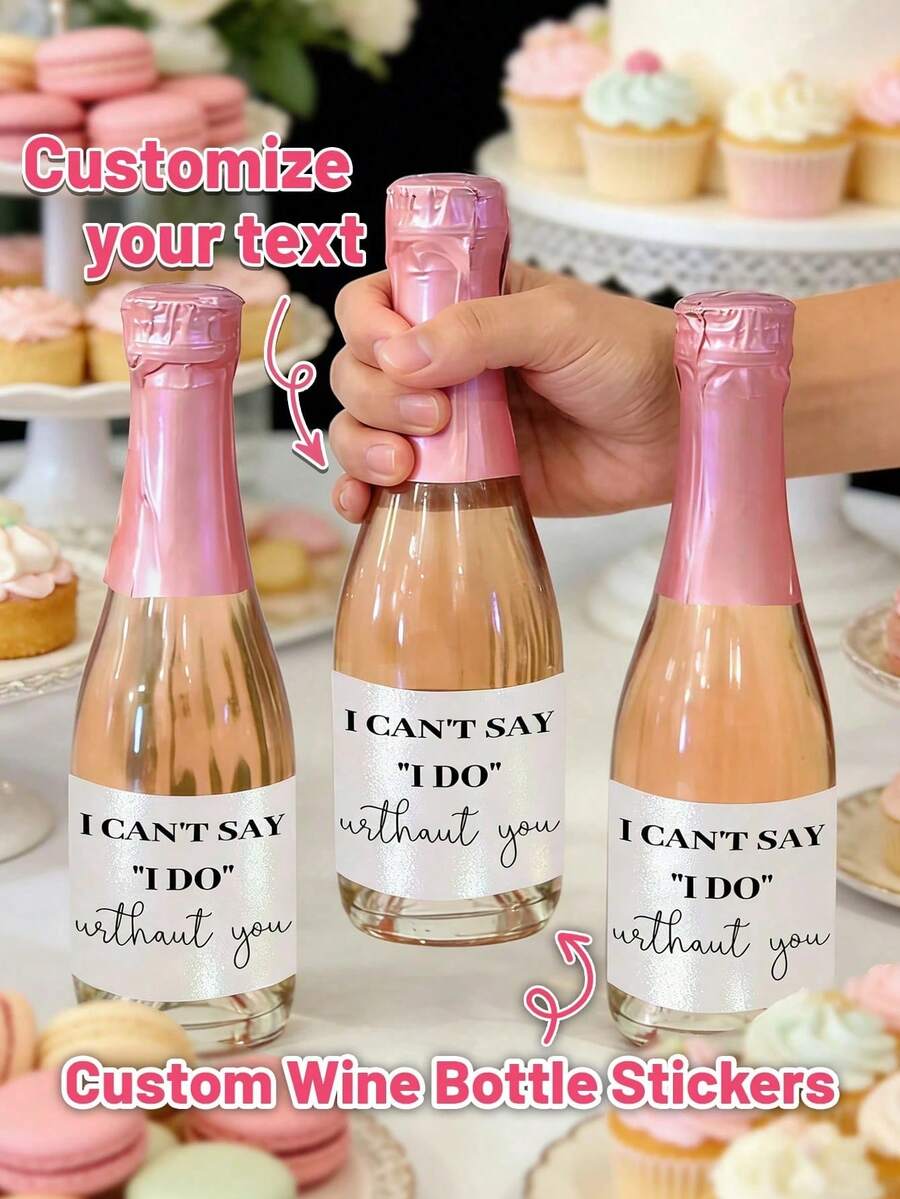 1/5/10/20pcs Personalized Bridesmaid Proposal Wine Bottle Labels, "Without You I Can't Say 'I Do'" Custom Wine/Champagne Stickers, Will You Be My Bridesmaid Gift, Mini Wine/Champagne Labels, Bridesmaid Candle Stickers, Bridal Party Invitation Decorations, Suitable For Weddings, Engagements And Parties - Multicolor - View 1