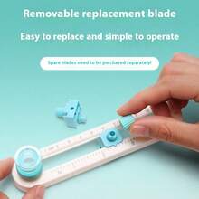 1pc 360 Degree Rotary Circle Cutter - Precision Round Cutting Tool - DIY Plastic Circle Cutter With Rotating Handle, White & Blue, Accurate Round Cutting For Crafting And Office Use, Office Supplies - White - View 10