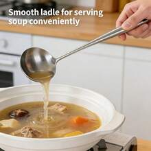 4-Pc Stainless Steel Kitchen Utensil Set – Dishwasher-, Hangable & Space-Saving With Extra-Long Handles – For Home Chefs, Camping & Baking (Turner, Ladle, Skimmer, Slotted Spoon) - Silver - View 5