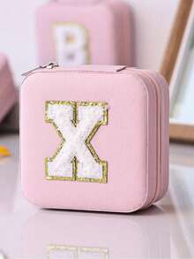 旅行珠宝收纳盒，A-Z字母珠宝盒，字母可定制，多功能珠宝收纳盒，珠宝整理收纳，小巧珠宝盒，化妆品收纳盒，指甲油收纳盒，旅行必备，邮轮必备，戒指、项链、耳环珠宝收纳盒，伴娘礼物，送给女性的个性化礼物，妻子、母亲，旅行配件，万圣节礼盒，圣诞节礼盒 - 彩色 - 查看 36