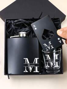 LICVIC 定制便携式酒壶套装，个性化刻字不锈钢酒壶，可定制生日礼物酒壶，伴郎酒壶，适用于生日派对、婚礼庆典、情人节、周年纪念日、父亲节，创意礼物，送给男友、情侣、爸爸、男士、家人、朋友，多功能，可重复使用，永恒的爱 - 風格A - 查看 11