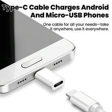 Adaptador de carga rápida USB-C a Micro USB, 1/2/5 piezas, adaptador hembra Tipo C a macho Micro para teléfonos Android, cables USB, adaptadores de carga, convertidor, regalo de primavera - Blanco - Ver 4