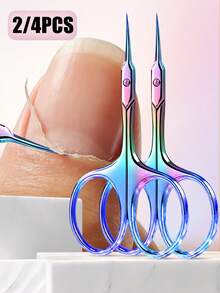 1/2/4pcs Russian Stainless Steel Cuticle Nipper, Portable Nail Care Pedicure Tool Set - Multicolor - View 1