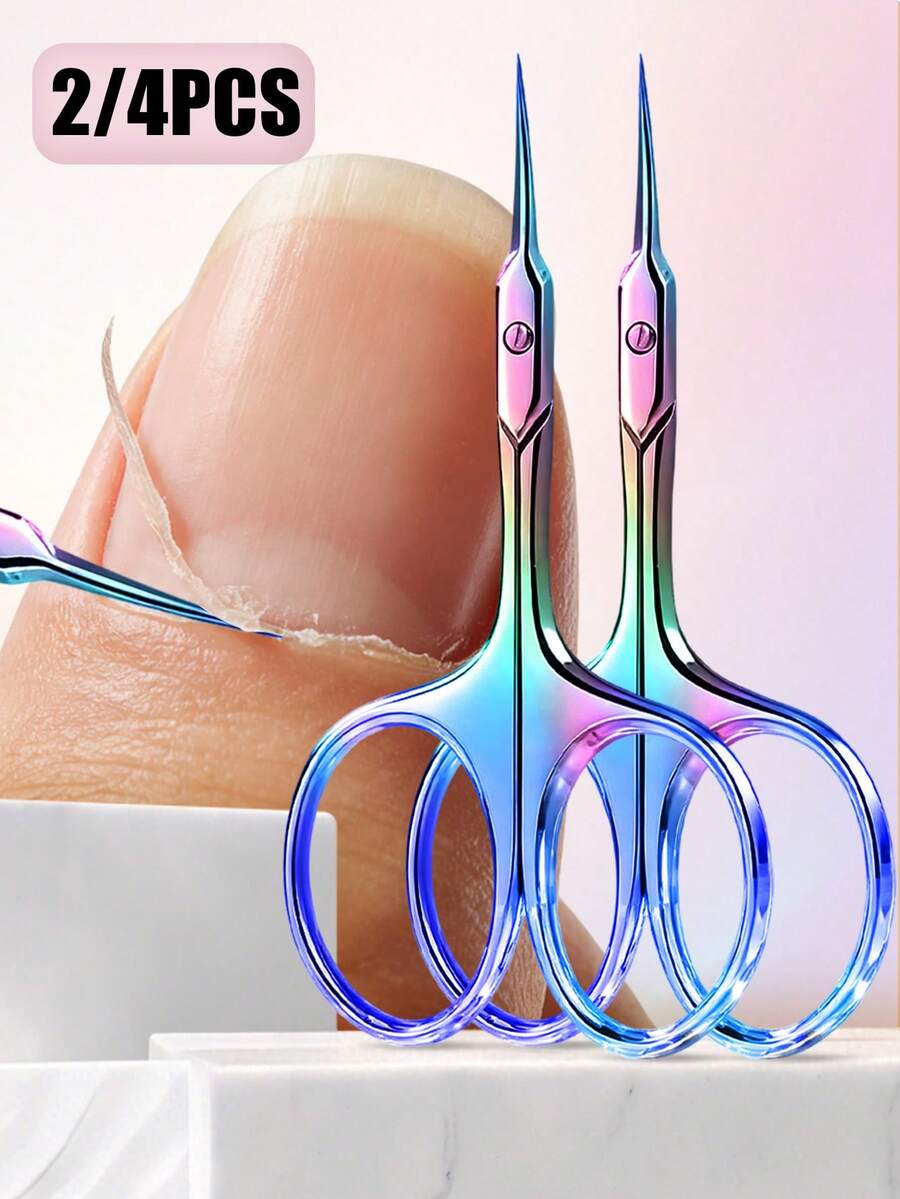 1/2/4pcs Russian Stainless Steel Cuticle Nipper, Portable Nail Care Pedicure Tool Set - Multicolor - View 1