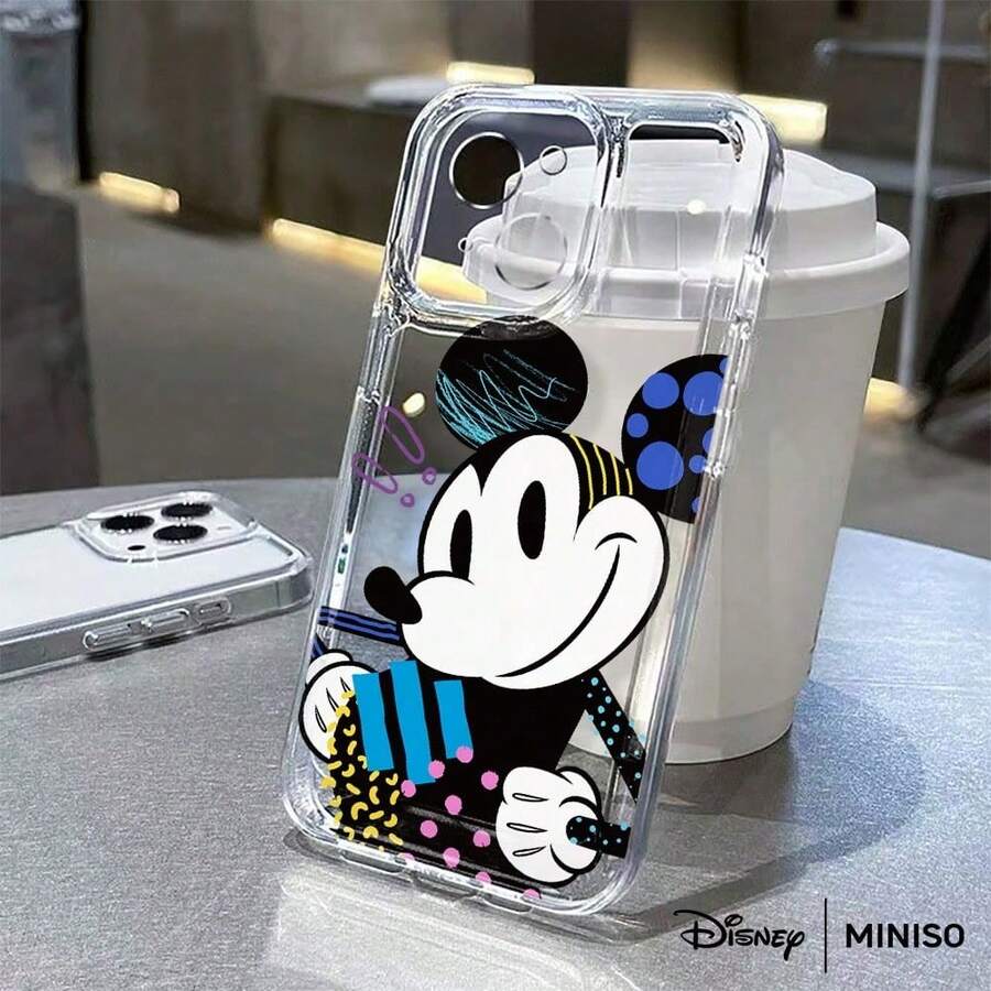 Miniso 迪士尼米奇波普艺术涂鸦设计手机壳，适用于 iPhone 17/17 Pro/17 Pro Max/17 Air/16/15/14/13/12/11/X 系列，iPhone 17 Pro Max 手机壳，iPhone 17 Pro 手机壳，iPhone 17 手机壳，圣诞礼物，送给女朋友 - 無色 - 查看 1