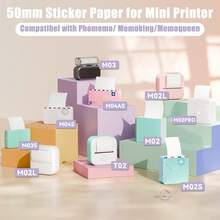 53Mm Printing Paper, Compatible With M02/M02S/M02Pro/M03/M03As/M04S/M04As Mini Portable Printers, 3 Rolls Of Adhesive ThermalStickers, Black Text, 53Mm X 3.5M, Pack Of 3 Rolls - 3Rolls-white Sticker - View 7
