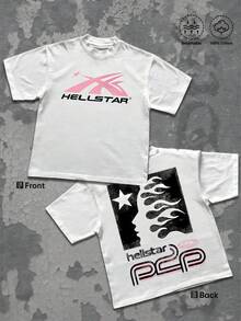 Flame Silhouette Facing A Star Symbolizing Passion Courage And Aspiration 1Pcs Men's Casual Double Sided Digital Printed 100% Cotton Tshirt - White - View 1