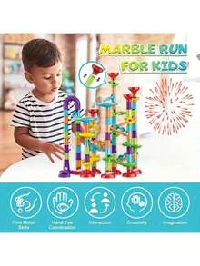 197pcs Marble Race Track Toys, Marble Run Set, Construction Building Blocks Game For Kids Birthday STEM Gifts, And Early Cognition, Hand Exercise, Parent-Child Interaction, Distinguish Colors - 彩色 - 查看 5