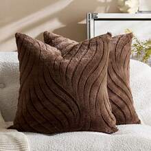Boho Soft And Cozy Plush Faux Wool Velvet Cream White Throw Pillow Cover For Bedroom And Living Room Decor, Multiple Colors Available, No Pillow Insert(1Pc,2Pcs Available) - Coffee Brown - View 8