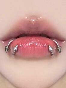 2Pcs S Shape Lip Ring Stainless Steel Snake-Shaped Lip Piercing Ring - Silver - View 1