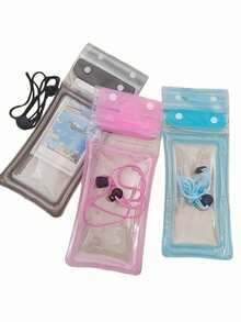 1 pieza Bolsa impermeable para teléfono, bolsa sellada impermeable, estuche impermeable para teléfono con cordón, esencial para buceo/natación/playa - Multicolor - Ver 1