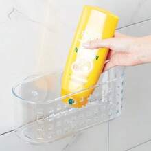 interDesign Basic Cesta para Ducha Estante de baño de plástico con Ventosa para Colocar sin Taladro Transparente - claro - Ver 5