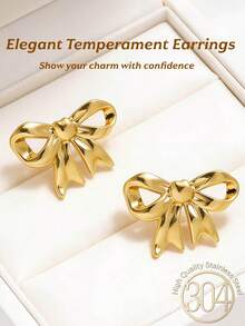 Orecchini a fiocco dorati da donna, orecchini a fiocco dorati raffinati, orecchini in acciaio inossidabile placcato oro 18K, leggeri e ipoallergenici - orecchini dalla texture geometrica irregolare creativa, adatti per gioielli indossati a feste, balli e uso quotidiano - Dorato - Visualizzare 1