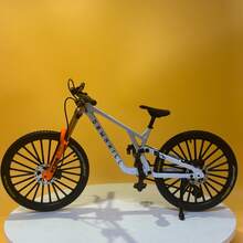 1pc New Alloy Bicycle Model, Realistic Mountain Bike, Downhill Bike, Road Bike, Cycling Decor, Gift, Party Favor, Birthday Present, Easter Small Gift - Orange - View 7