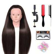 Haired Mannequin Head (Black) 24 Inches (Approximately 60.96 Cm) Beauty Model Head Model Head Used For Weaving Hairstylists, Beauty Students Practicing Styling With Free Table Edge Clips And Styling Tools. - View 1