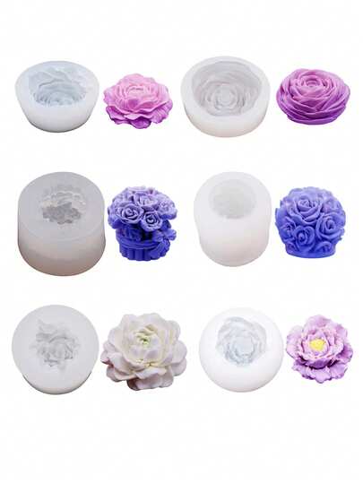 1pc Transparent Liquid Silicone Material Peony & Rose Flower Silicone Mold, For Making Fragrance Decor, Plaster Figurines, Scented Candles, Suitable For Wedding, Valentine's Day, Mother's Day, Birthday Party