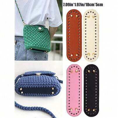 PU Material Bag Base, DIY Hardware Leather Accessories, Oval Shaped Bag Bottom Padding, Perforated Handbag Bottom, Crossbody Bag Woven Bag Bottom, 7 * 3.1in, Suitable For DIY Bag Accessory Base, Daily Use For Boys And Girls, Compact And Portable For Commuting