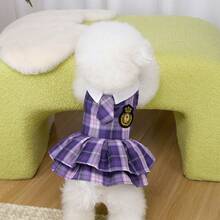 New Pet Shirt, Cat Clothes, Dog Clothes, Flare Sleeve, Dog Dress, Cat Floral Shirt, New Spring/Summer 26 Badge Dress, Animal Suspender Shirt, Cat Clothes, New Spring/Summer, Small Animal Clothes, Polka Dot Fashion Suspender Dress, Student Dress, Cat Clothes, Romper Dress Costume - Rust Brown - View 15