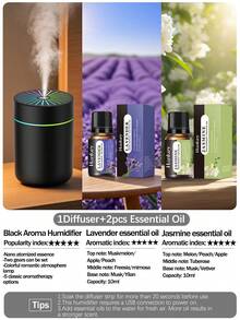 1个180毫升容量加湿器，彩色渐变灯光设计，增加空气湿度，防止干燥，添加精油去除室内异味，保持空气清新，间歇喷雾模式，适用于卧室装饰、车载香薰、汽车配件，需用电，黑色 - USB空氣加濕器 - 查看 22